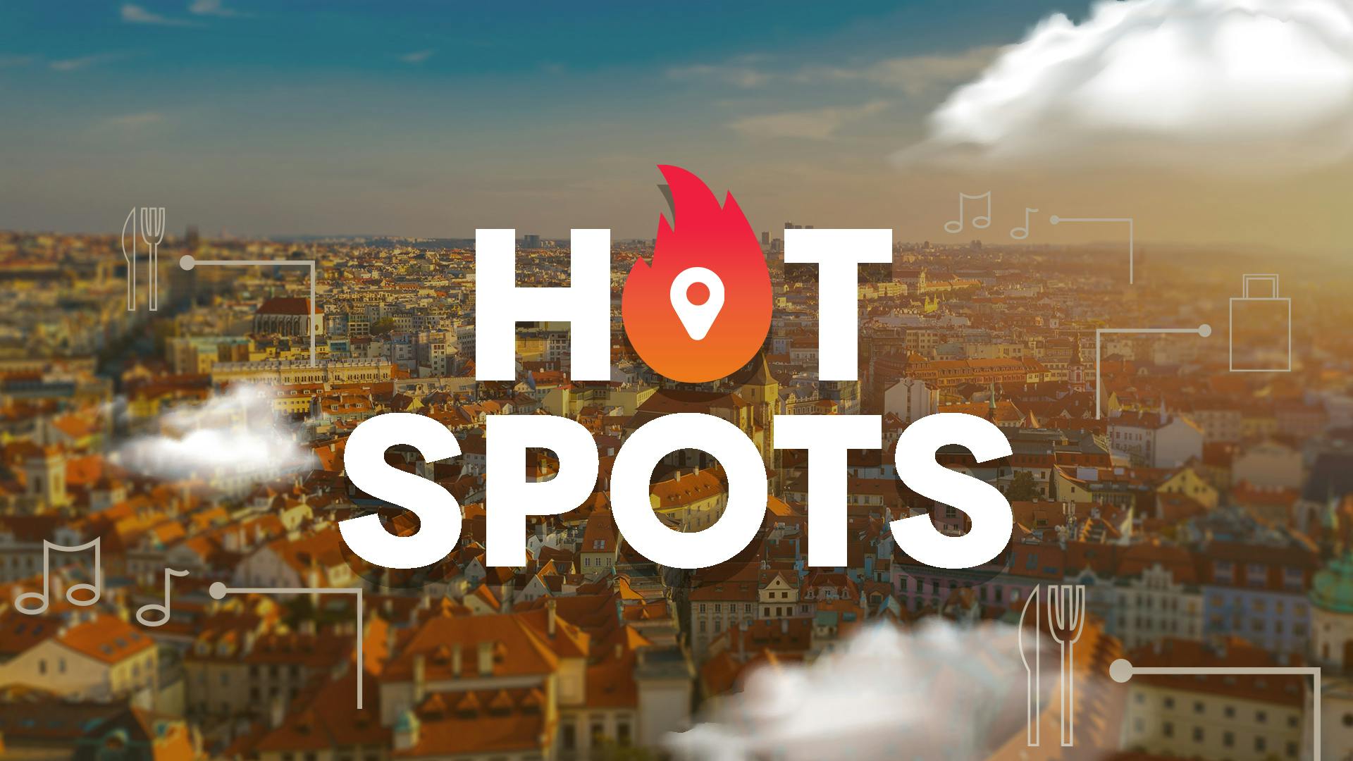 Slogan Hot Spots vor einer großen Stadt