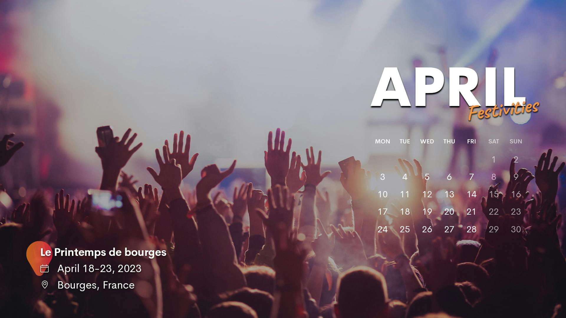 Feestende mensen op een kalenderblad van de maand april