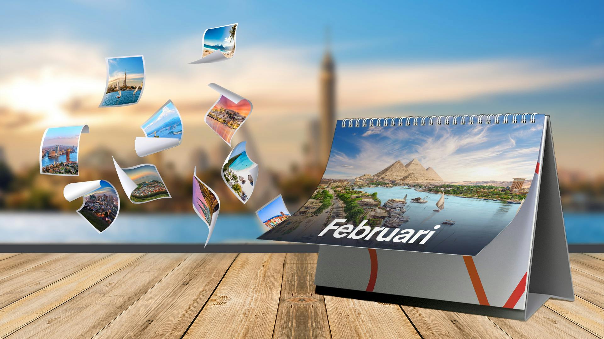 Een kalender met bestemmingen om te bezoeken in februari