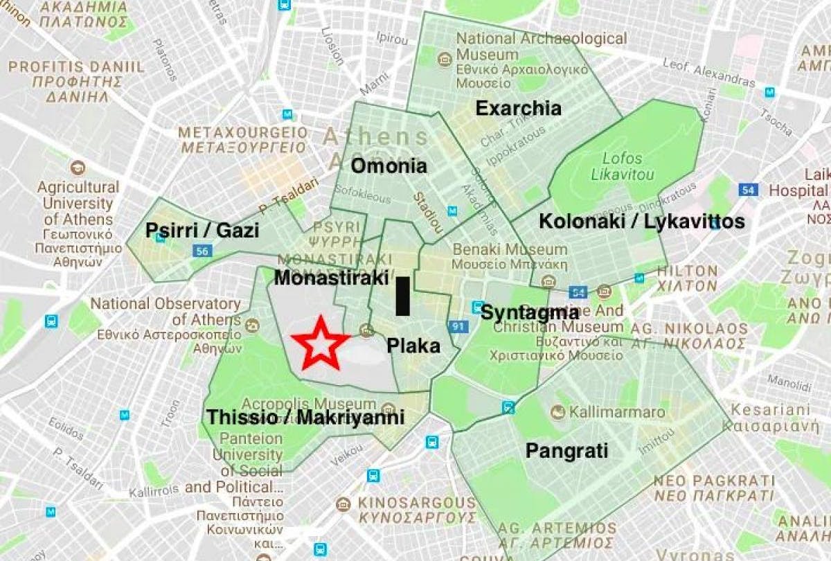 Map of Athens's neighbourhoods