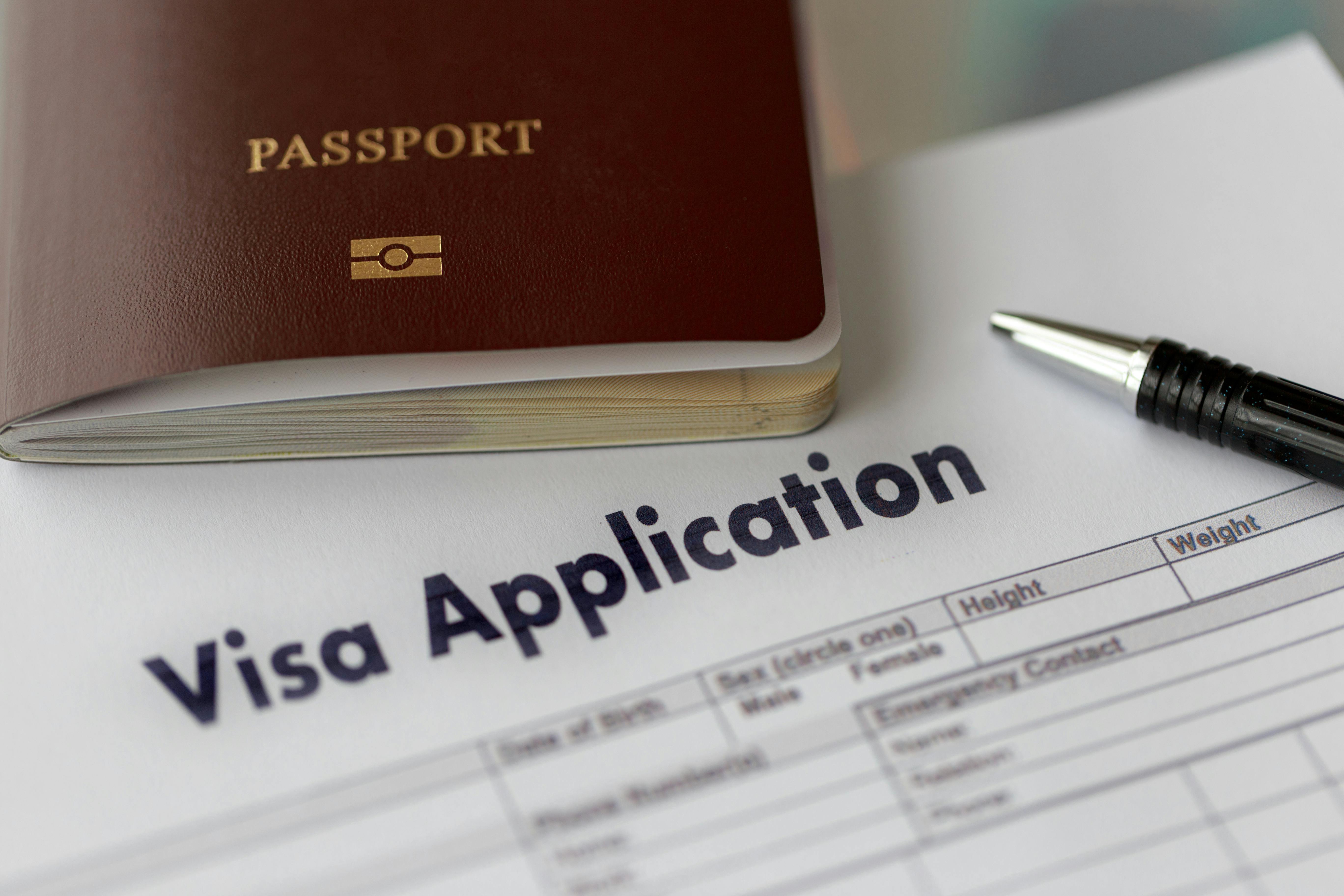 Visa application process form and passport