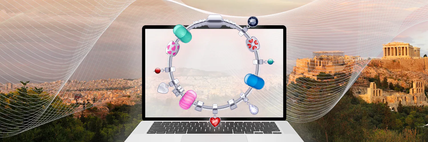 Armband voor een laptop met Griekenland op de achtergrond