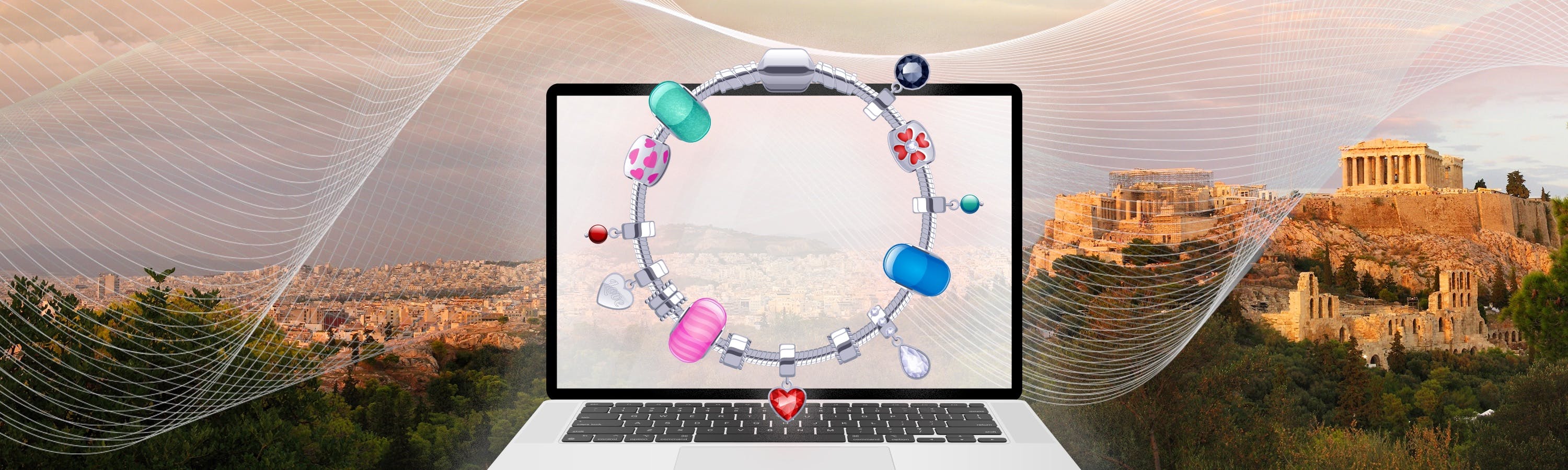 Armband voor een laptop met Griekenland op de achtergrond