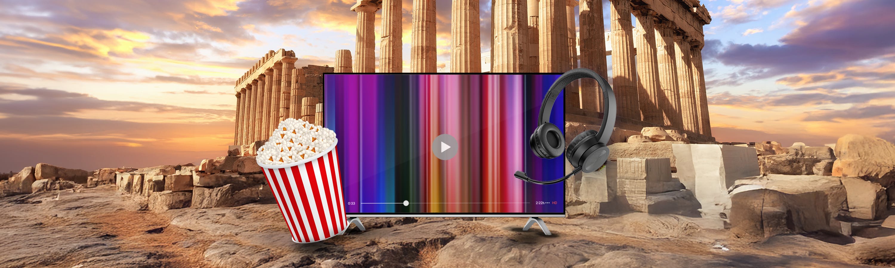 Fernseher mit geöffnetem Neflix Streaming Dienst in Athen